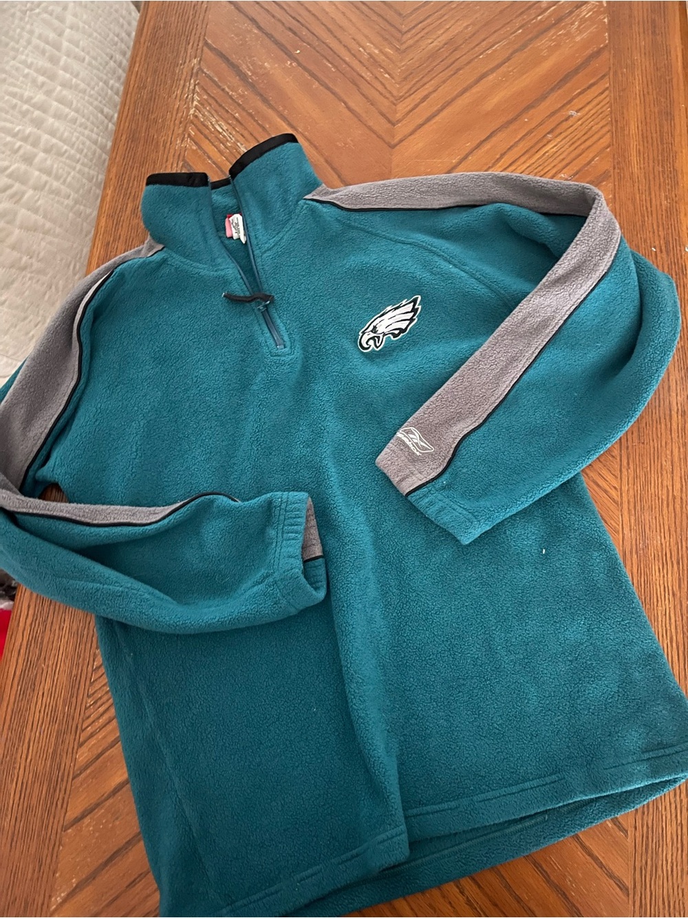 Vintage Reebok Teal and Gray Half-Zip Fleece Pullover